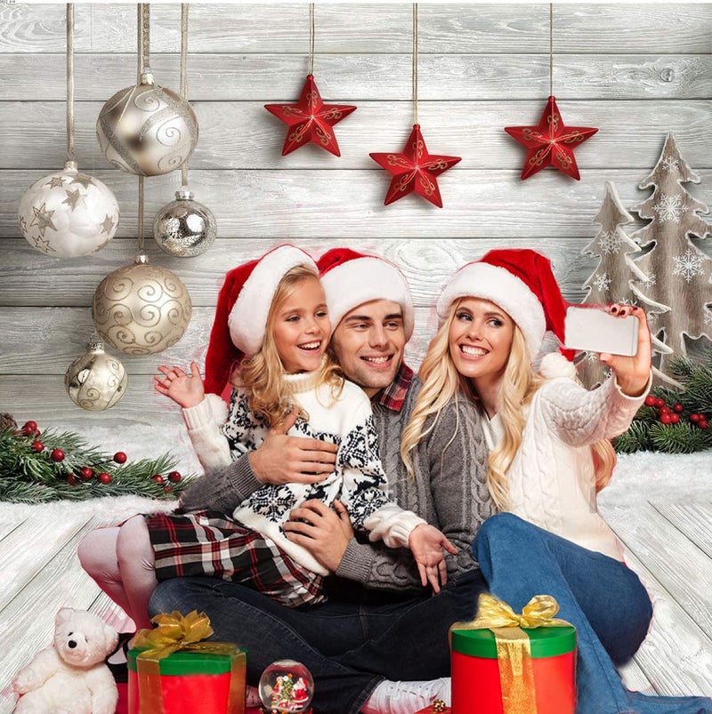 Dudaacvt 10x10ft Christmas Backdrop with Xmas Tree, Balls, White Wood Floor for Photography - Image 4